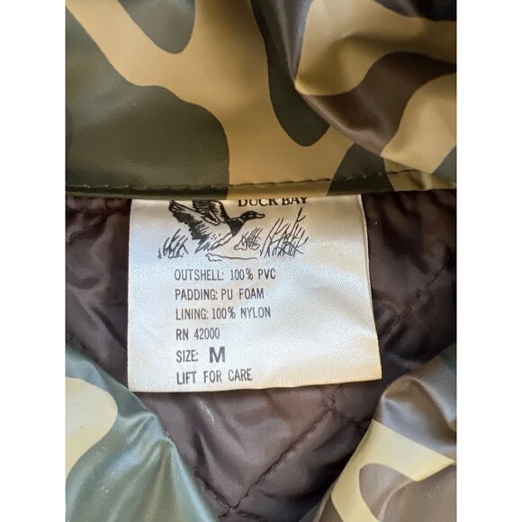 Vintage Duck Bay PVC Camo Hooded Jacket Waterproof Size M Outdoor Hunting Coat - Picture 3 of 5